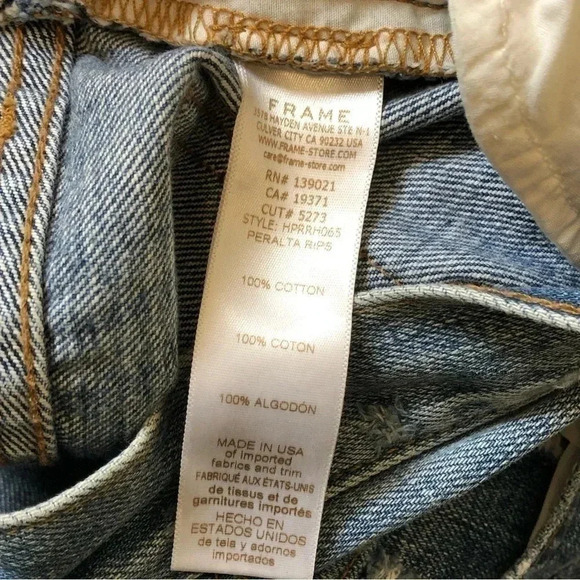 FRAME Women’s Jeans 24 Heritage Le Piper Straight Crop‎ Raw Hem Distressed Boho - Picture 8 of 9
